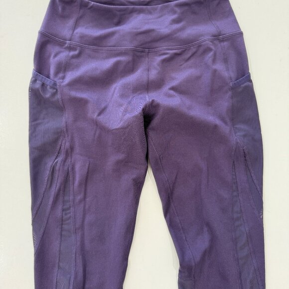 Gymshark Dry Full Length Leggings Purple Athletic Pants Cutout Mesh Size M - Picture 3 of 9